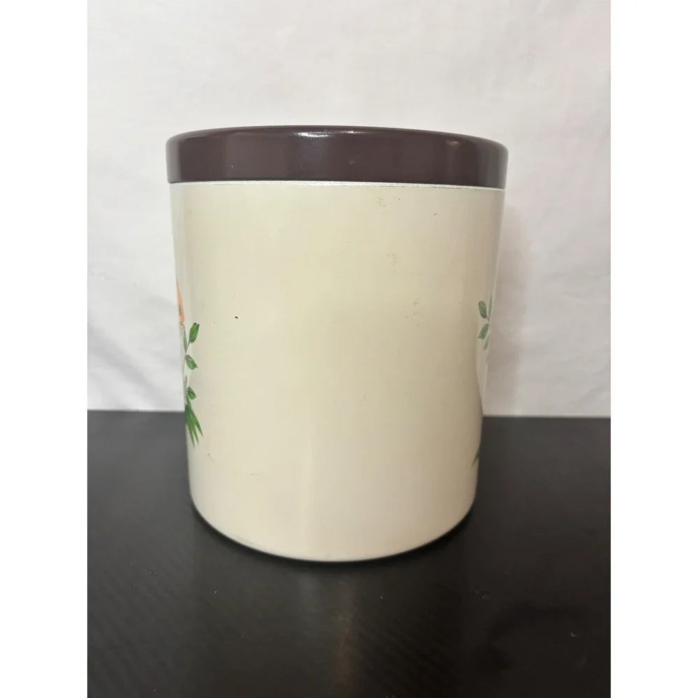 Vintage Mushroom Metal Canister Retro 70s Kitchen Storage Tin Made in Japan 6in